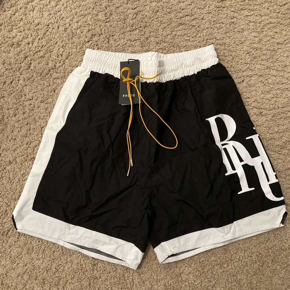RHUDE Logo Yachting Shorts Trunks Classic Black And White Size L USA Made
